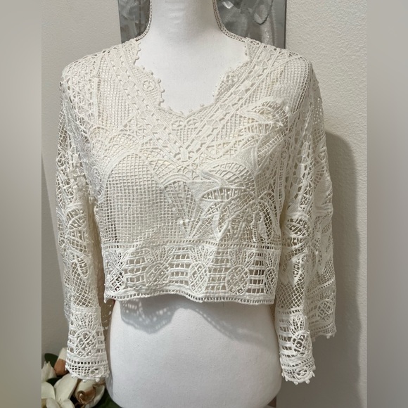 NWT FARM Rio Guipire Blouse- Off-White- Size Small - Picture 6 of 16